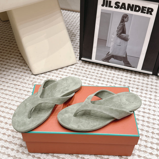 LP 26S THONG SANDALS IN SAGE GREEN SUEDE