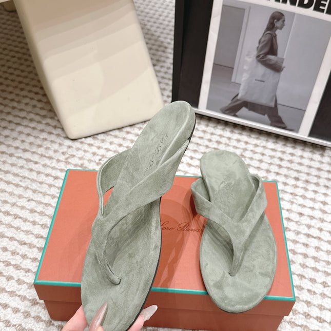 LP 26S THONG SANDALS IN SAGE GREEN SUEDE