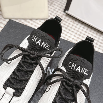 CHANEL 26S PLATFORM SNEAKERS 30 MM IN WHITE SUEDE WITH BLACK FABRIC