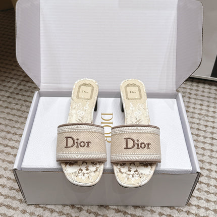 DIOR 26S D-WAY HEELED SLIDE IN MULTICOLOR CANVAS STYLE 08
