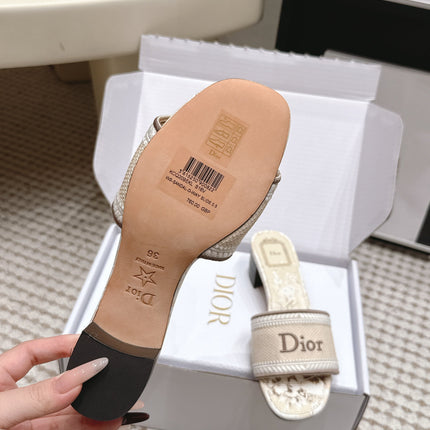 DIOR 26S D-WAY HEELED SLIDE IN MULTICOLOR CANVAS STYLE 08
