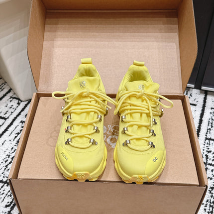 LOEWE 26S LOW TOP SNEAKERS 45MM IN YELLOW FABRIC WITH RUBBER SILVER HARDWARE