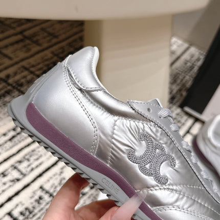 CELINE 26S LOW TOP SNEAKERS IN SILVER CALFSKIN