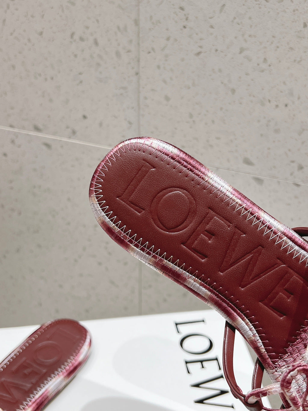 LOEWE 26S BRAIDED CAGE SLIDE SANDALS IN DARK BROWN CALFSKIN