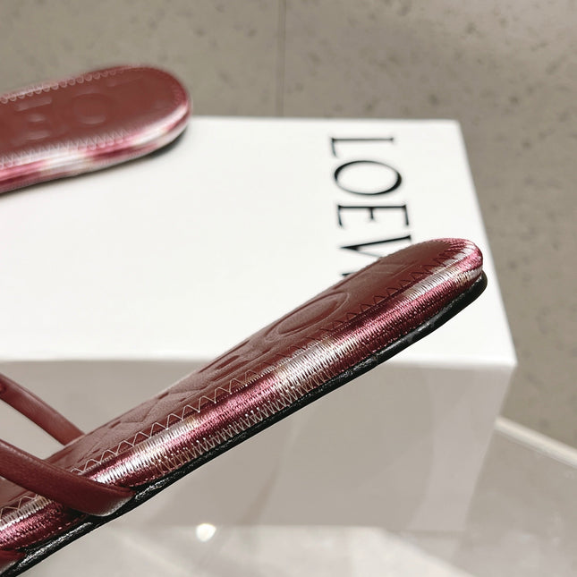 LOEWE 26S BRAIDED CAGE SLIDE SANDALS IN DARK BROWN CALFSKIN