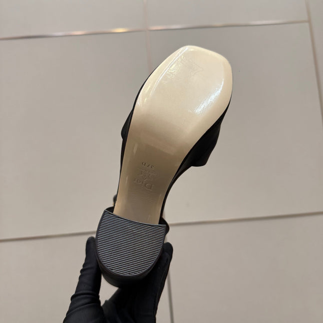 DIOR 26S HIGH HEEL SANDALS 120 MM IN BLACK SATIN