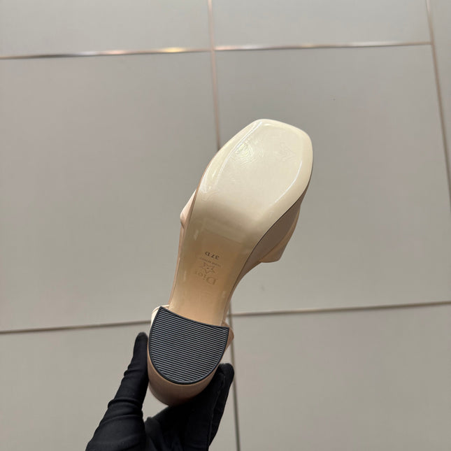 DIOR 26S HIGH HEEL SANDALS 120 MM IN NUDE BEIGE SATIN