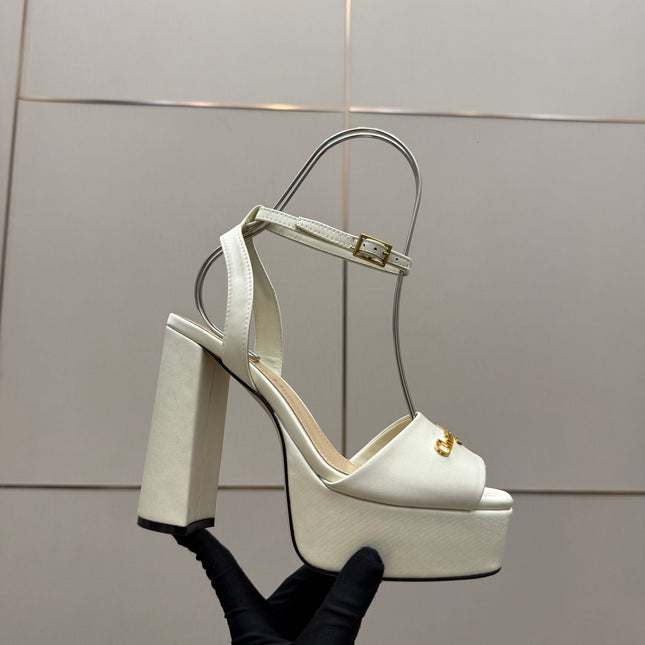 DIOR 26S HIGH HEEL SANDALS 120 MM IN WHITE SATIN