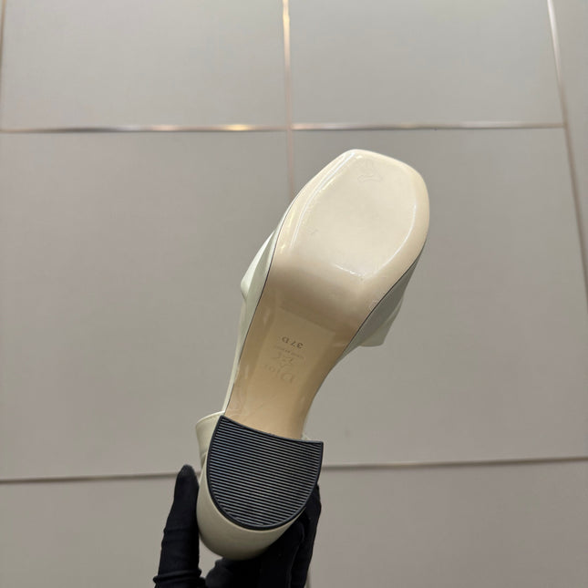 DIOR 26S HIGH HEEL SANDALS 120 MM IN WHITE SATIN