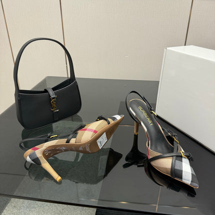 BURBERRY 26S SLINGBACK HEELS 85 MM IN STRIPED COLOR COORDINATION FABRIC STYLE 10