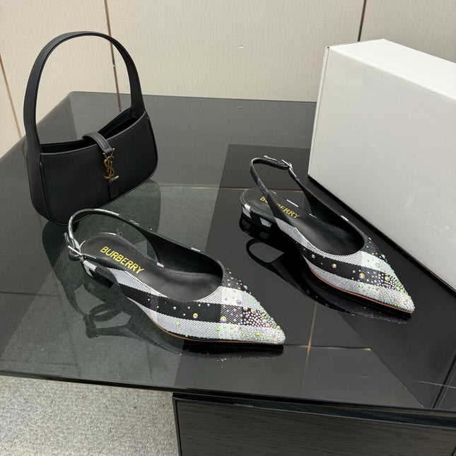 BURBERRY 26S SLINGBACK IN STRIPED COLOR COORDINATION FABRIC STYLE 3