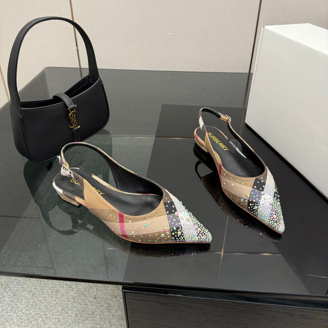 BURBERRY 26S SLINGBACK IN STRIPED COLOR COORDINATION FABRIC
