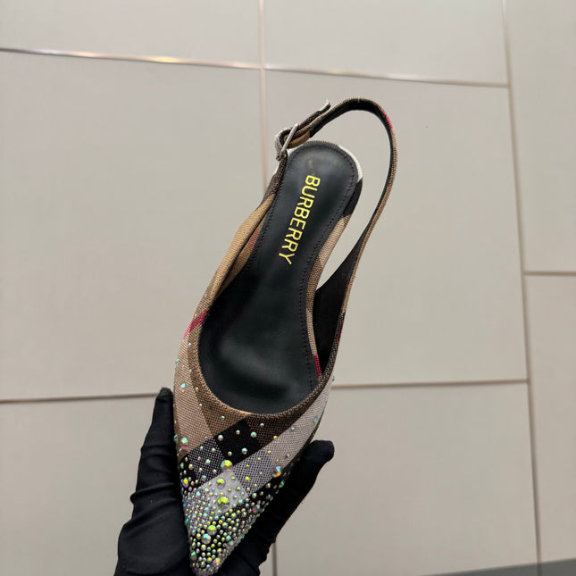 BURBERRY 26S SLINGBACK IN STRIPED COLOR COORDINATION FABRIC