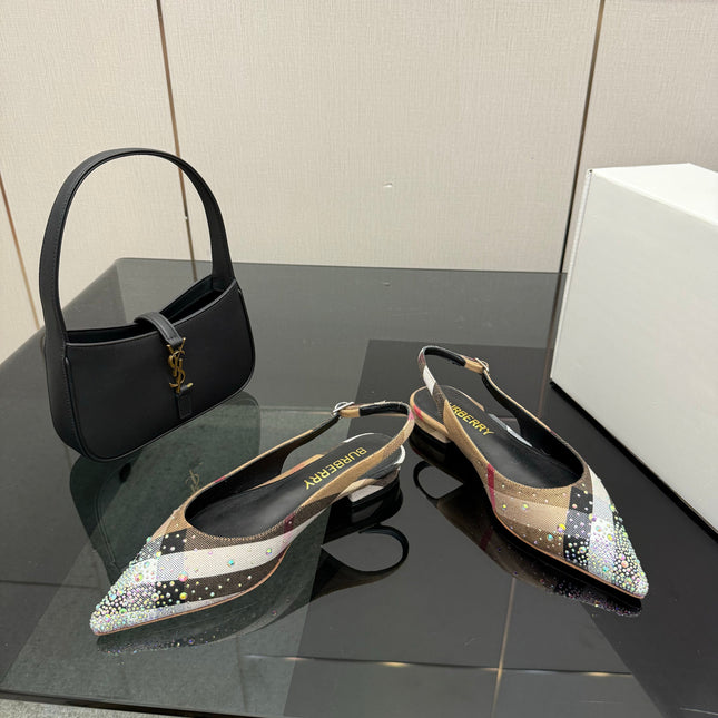 BURBERRY 26S SLINGBACK IN STRIPED COLOR COORDINATION FABRIC