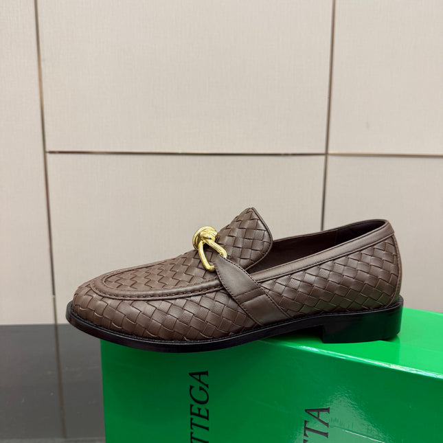 BOTTEGA VENETA 26S LOAFERS IN BROWN TECHNICAL WOVEN CALFSKIN STYLE 3