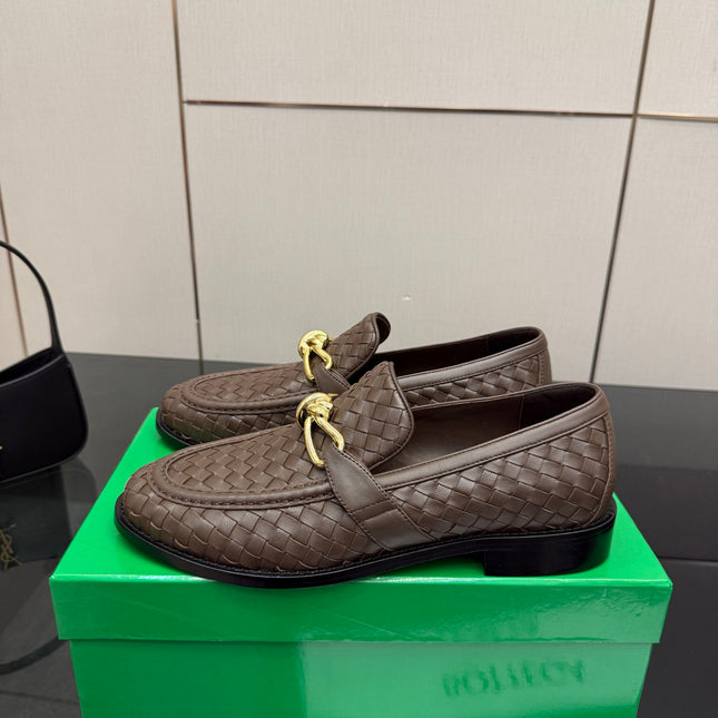 BOTTEGA VENETA 26S LOAFERS IN BROWN TECHNICAL WOVEN CALFSKIN STYLE 3