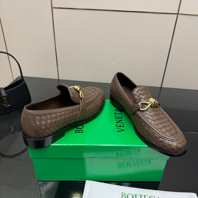 BOTTEGA VENETA 26S LOAFERS IN BROWN TECHNICAL WOVEN CALFSKIN STYLE 3