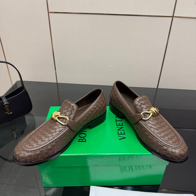 BOTTEGA VENETA 26S LOAFERS IN BROWN TECHNICAL WOVEN CALFSKIN STYLE 3