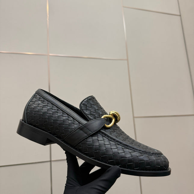 BOTTEGA VENETA 26S LOAFERS IN BLACK TECHNICAL WOVEN CALFSKIN STYLE 4