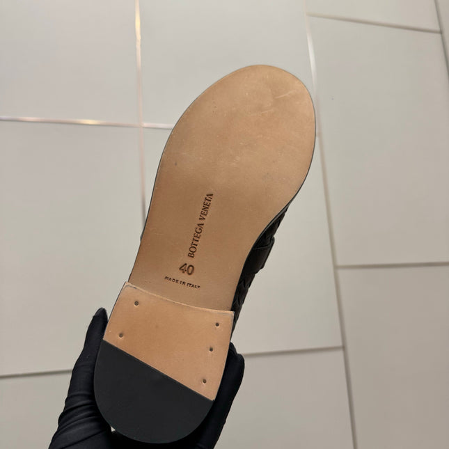 BOTTEGA VENETA 26S LOAFERS IN BLACK TECHNICAL WOVEN CALFSKIN STYLE 4