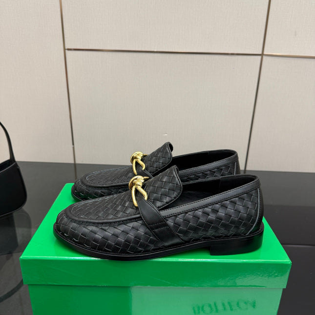 BOTTEGA VENETA 26S LOAFERS IN BLACK TECHNICAL WOVEN CALFSKIN STYLE 4