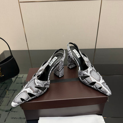 ALAIA 26S HEELED SLINGBACKS IN PYTHON-EMBOSSED LEATHER
