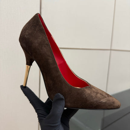 VALENTINO 26S HIGH HEELS 100 MM IN DARK BROWN SUEDE