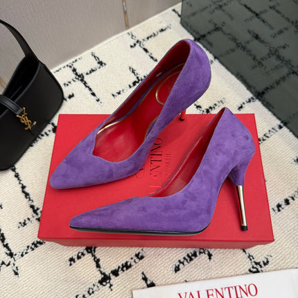 VALENTINO 26S HIGH HEELS 100 MM IN PURPLE SUEDE