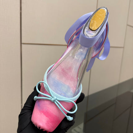 CHRISTIAN LOUBOUTIN 26S FLAT SHOES IN MULTICOLOR PASTEL SATIN