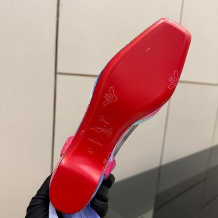 CHRISTIAN LOUBOUTIN 26S FLAT SHOES IN MULTICOLOR PASTEL SATIN