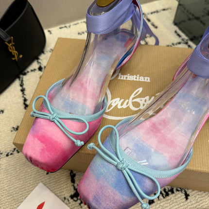 CHRISTIAN LOUBOUTIN 26S FLAT SHOES IN MULTICOLOR PASTEL SATIN