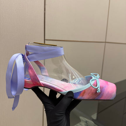 CHRISTIAN LOUBOUTIN 26S FLAT SHOES IN MULTICOLOR PASTEL SATIN