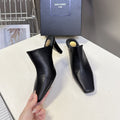 YSL 25S HIGH-HEEL SANDALS 75 MM IN BLACK LAMBSKIN