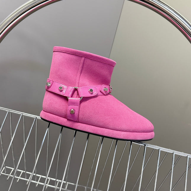 BALENCIAGA 25S ALASKA ANKLE BOOTS IN PINK SUEDE AND LAMBSKIN