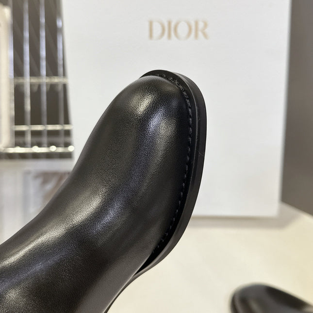 DIOR 25S BROWN HIGH BOOTS IN BLACK LAMBSKIN