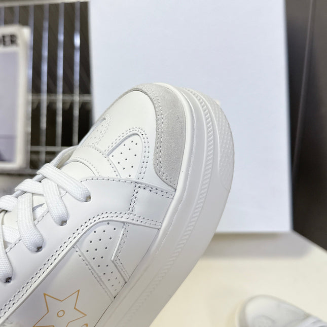 DIOR 25S DIOR STAR SNEAKERS 40 MM IN WHITE LAMBSKIN AND WOOL