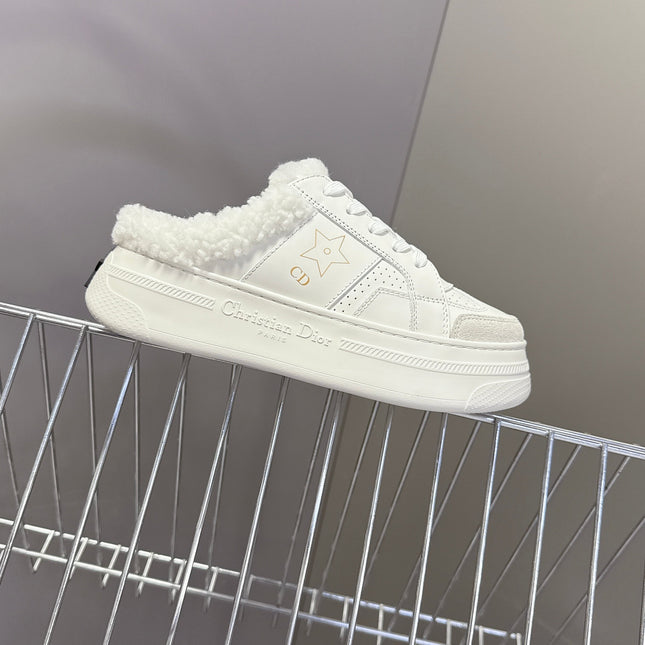 DIOR 25S DIOR STAR SNEAKERS 40 MM IN WHITE LAMBSKIN AND WOOL