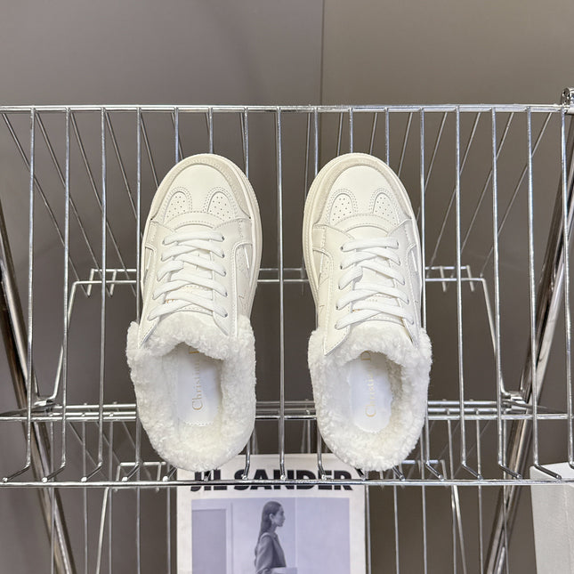 DIOR 25S DIOR STAR SNEAKERS 40 MM IN WHITE LAMBSKIN AND WOOL