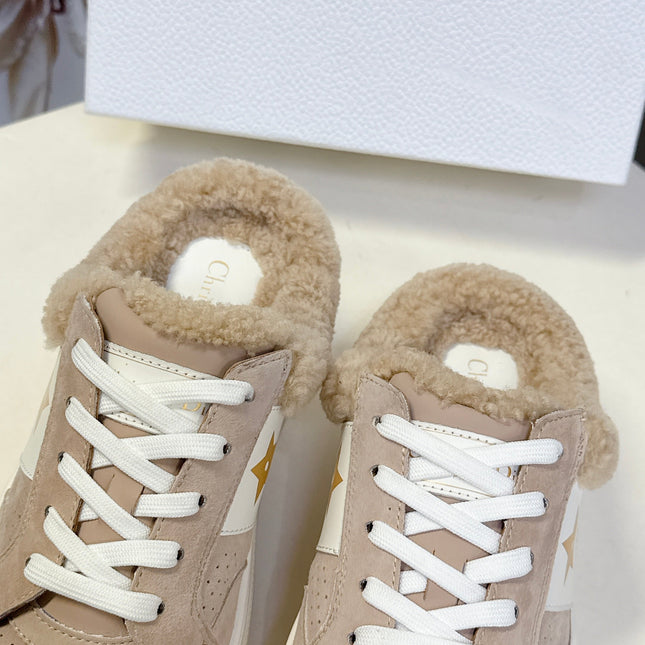 DIOR 25S DIOR STAR SNEAKERS 40 MM IN NUDE PINK SUEDE AND WOOL