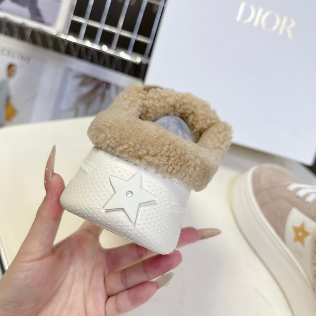DIOR 25S DIOR STAR SNEAKERS 40 MM IN NUDE PINK SUEDE AND WOOL