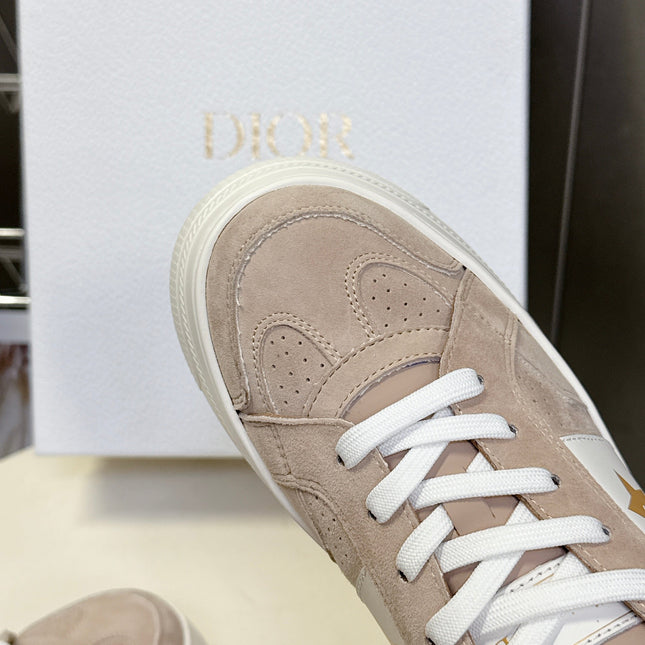 DIOR 25S DIOR STAR SNEAKERS 40 MM IN NUDE PINK SUEDE AND WOOL