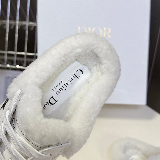 DIOR 25S DIOR STAR SNEAKERS IN WHITE LAMBSKIN AND WOOL