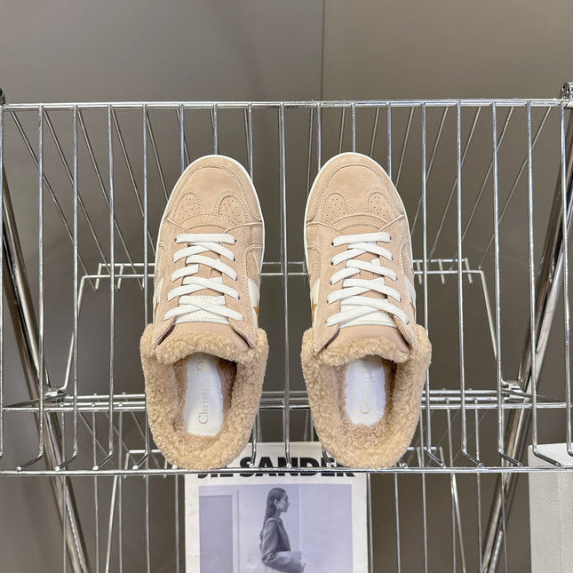 DIOR 25S DIOR STAR SNEAKERS IN NUDE PINK SUEDE AND WOOL