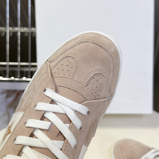 DIOR 25S DIOR STAR SNEAKERS IN NUDE PINK SUEDE AND WOOL