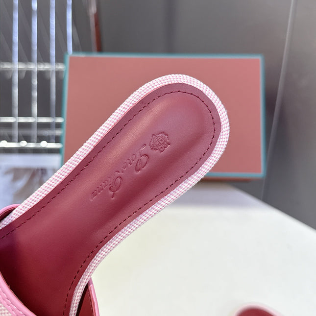 LP 26S SLIDES IN LIGHT PINK CANVAS AND CALFSKIN