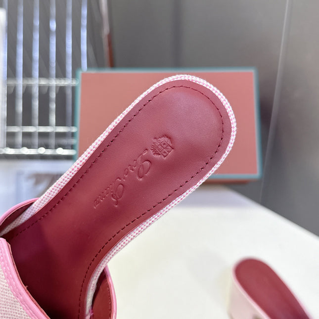 LP 26S HIGH HEEL SANDALS IN LIGHT PINK CANVAS AND CALFSKIN