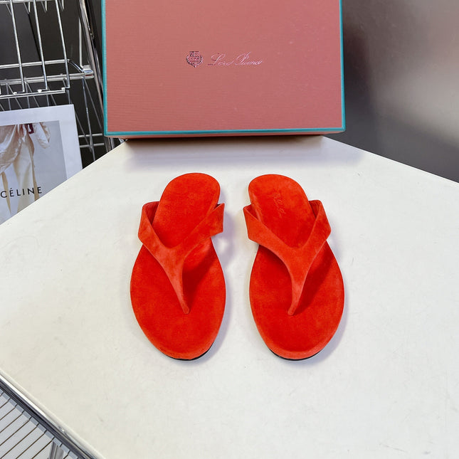 LP 26S THONG SANDALS IN ORANGE RED SUEDE