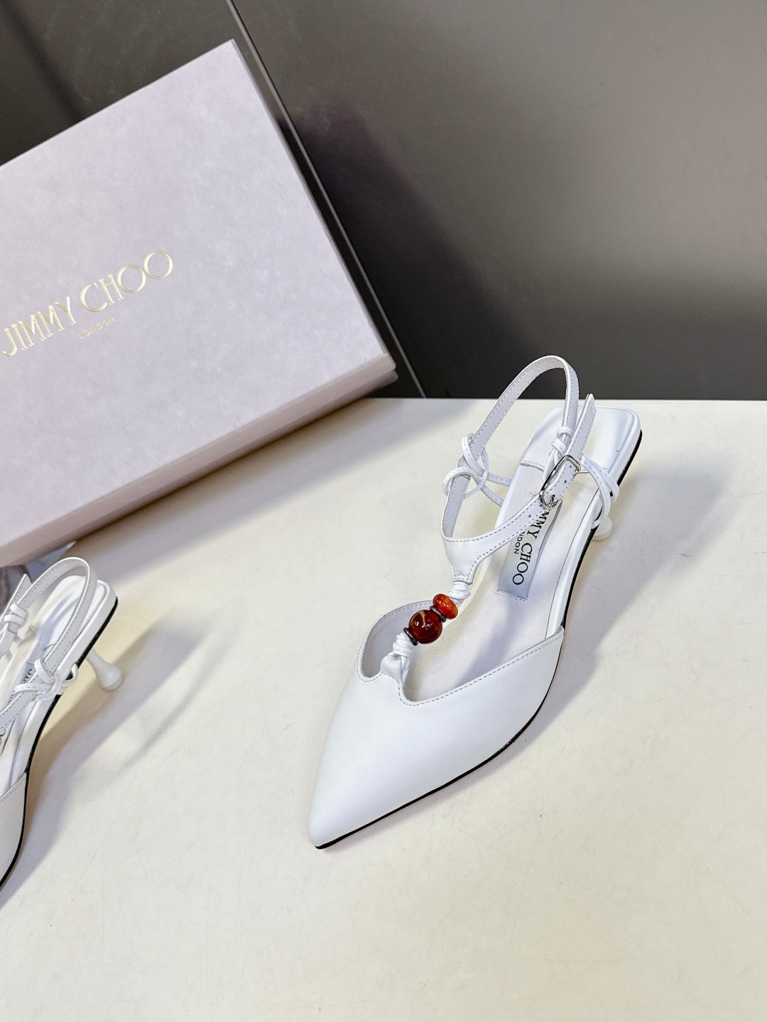 JIMMY CHOO 26S HIGH HEELS 50 MM IN WHITE CALFSKIN