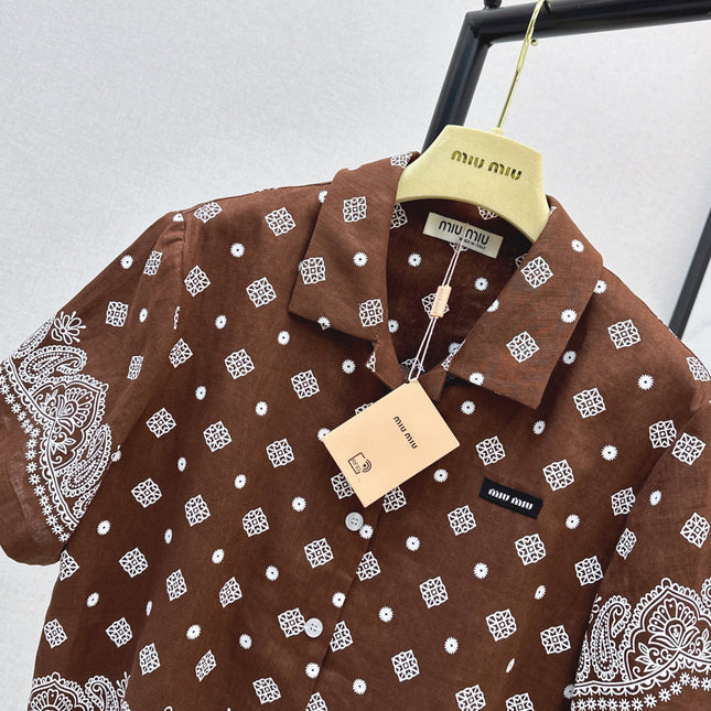MIUMIU 26S LOOSE FIT SHORT SLEEVED SHIRT 968