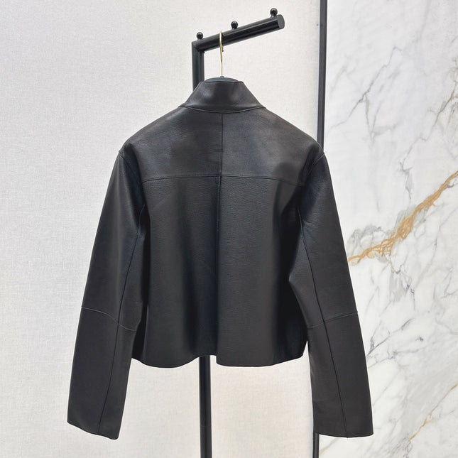 HERMES 25S STAND-COLLAR LEATHER JACKET 454